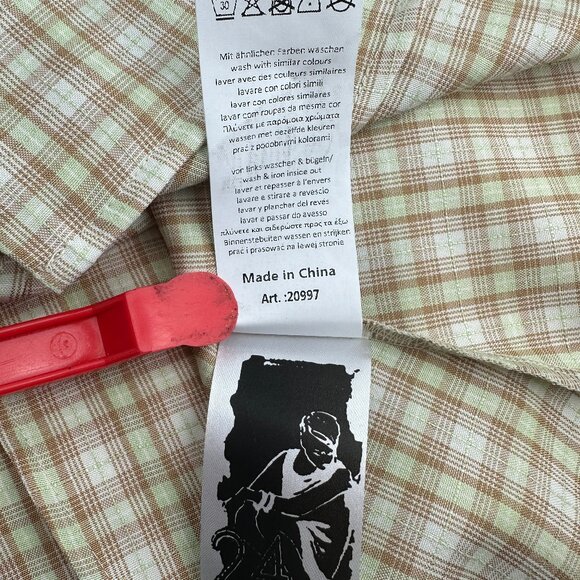 24 Colours Women Tan Green Checkered Mini Shift Dress Size Small 36 - Picture 6 of 6